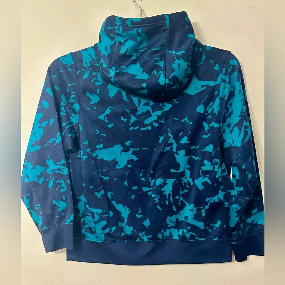 Nike therma fit hoodie sz L, navy and teal design